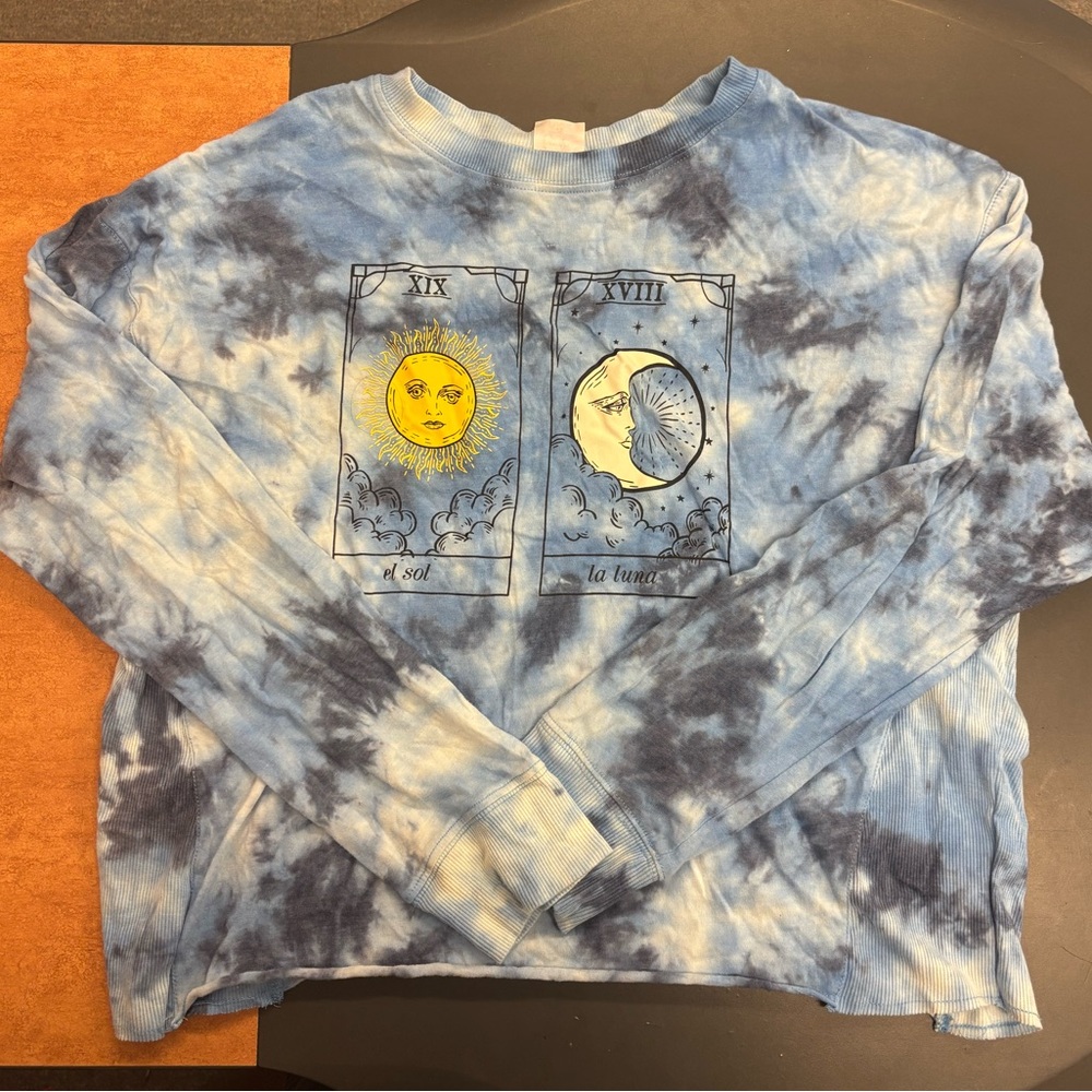 No Boundaries Blue Tie Dye Long Sleeve Tarot Card Shirt